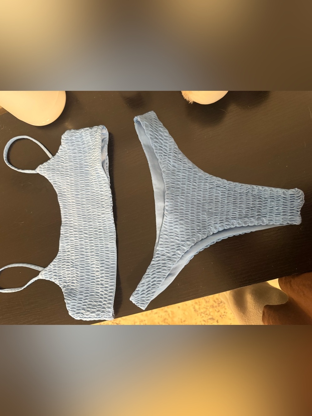 Light Blue Smocked Bikini Bottoms